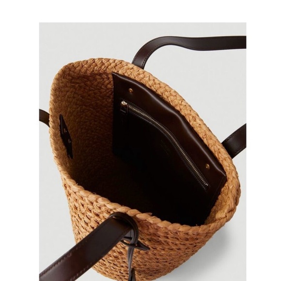 Saint Laurent - Panier Small raffia bucket bag in beige - Picture 5 of 9